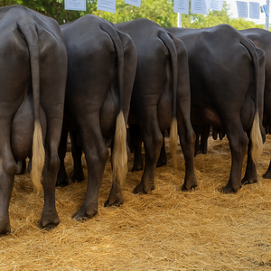 A herd of black cows