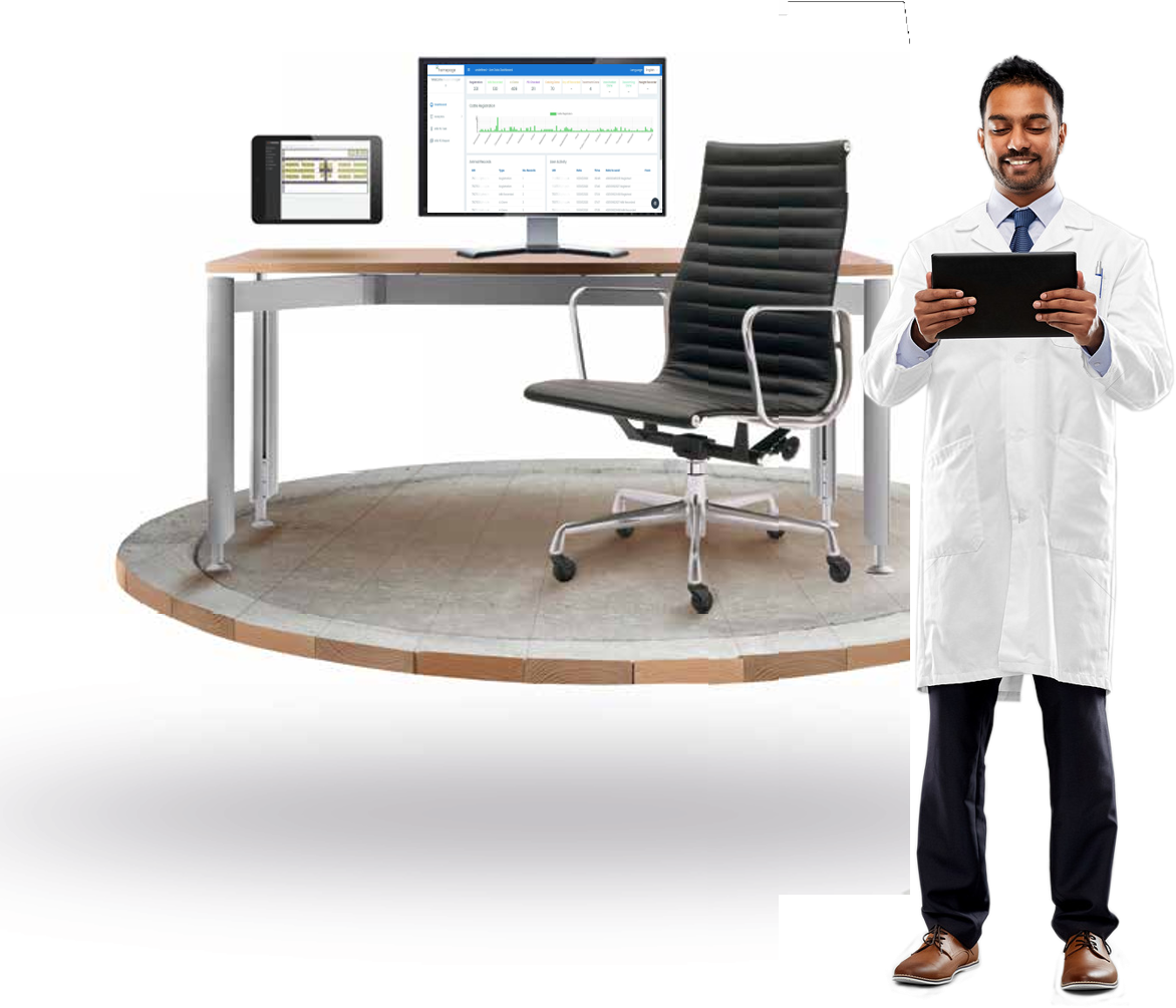 Desk with a monitor and chair